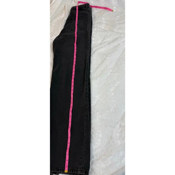 Pac Sun 90s Boyfriend High Rise Washed Black Denim Jeans Split Front Wide Leg 27 - Picture 11 of 15